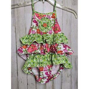 Gurlybird Girls 24 Month Floral Romper Ruffles 2T 100% Cotton Boutique